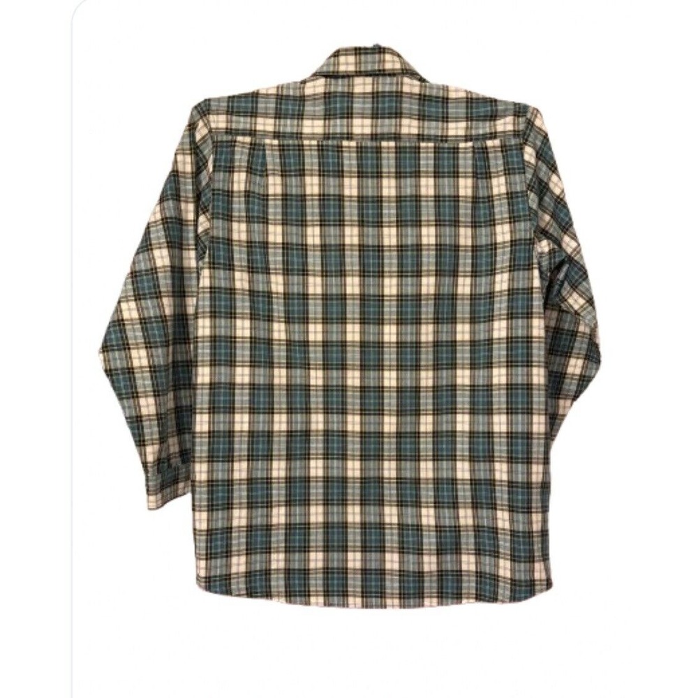 Carhartt Rugged Flannel Shirt Button‎ Up Adult Large Green Blue Plaid Pockets - Picture 2 of 6